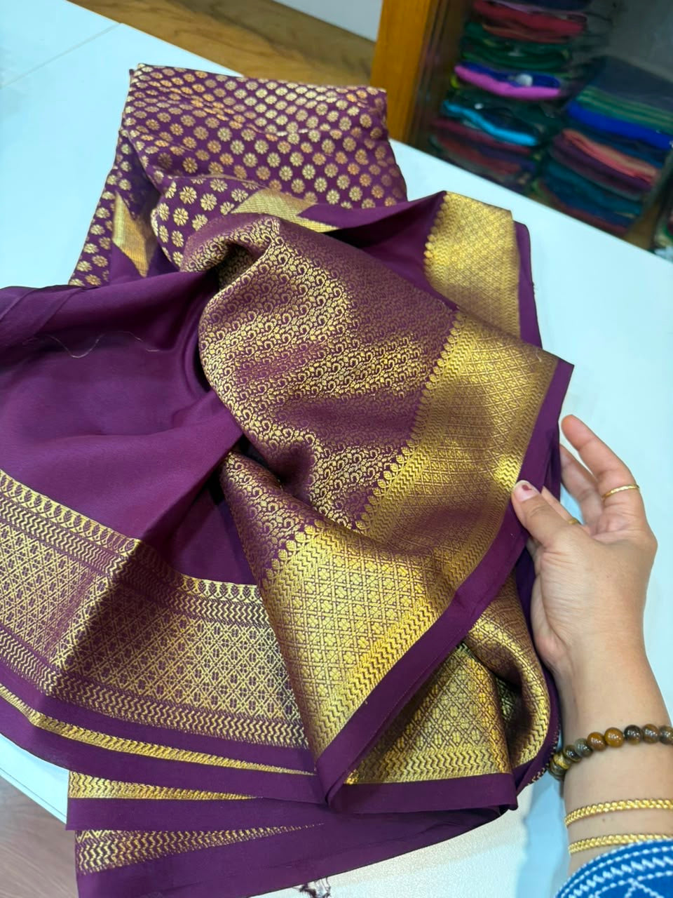 Mysore silk sarees self Butta pattern