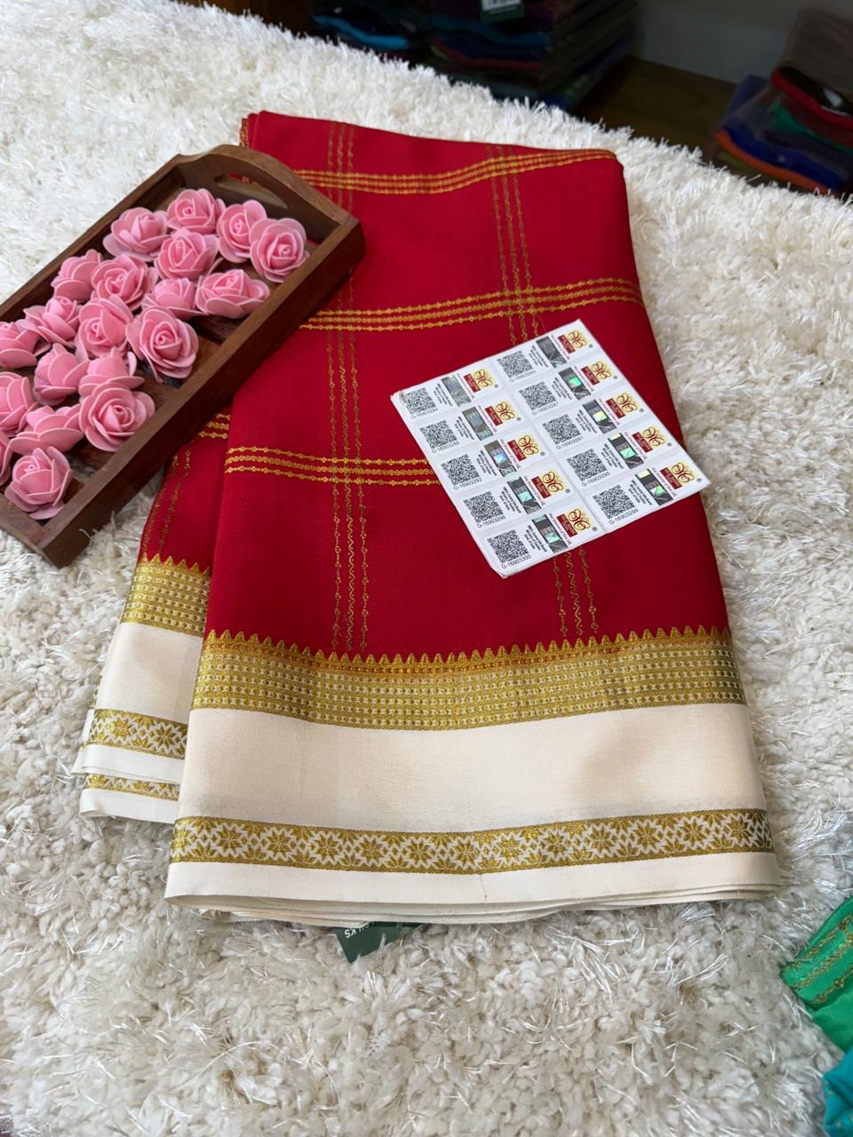 Mysore silk sarees contrast pattern