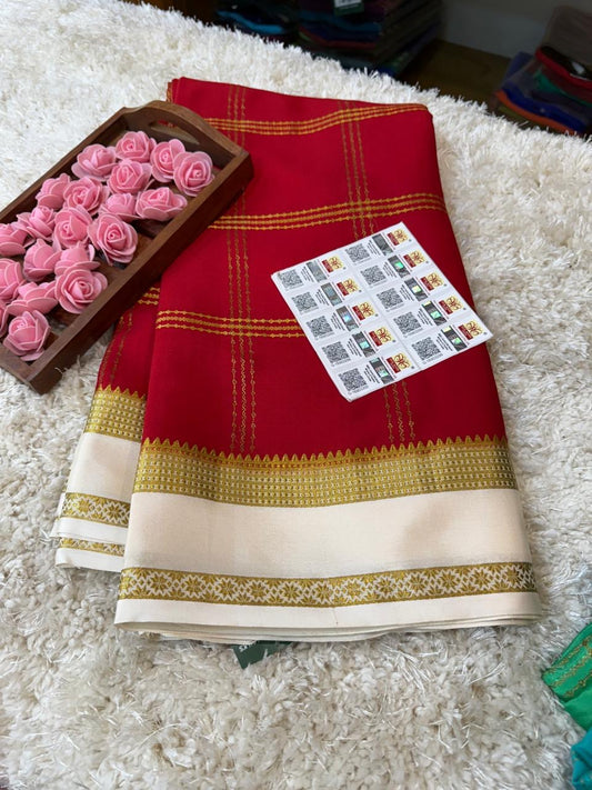 Mysore silk sarees contrast pattern