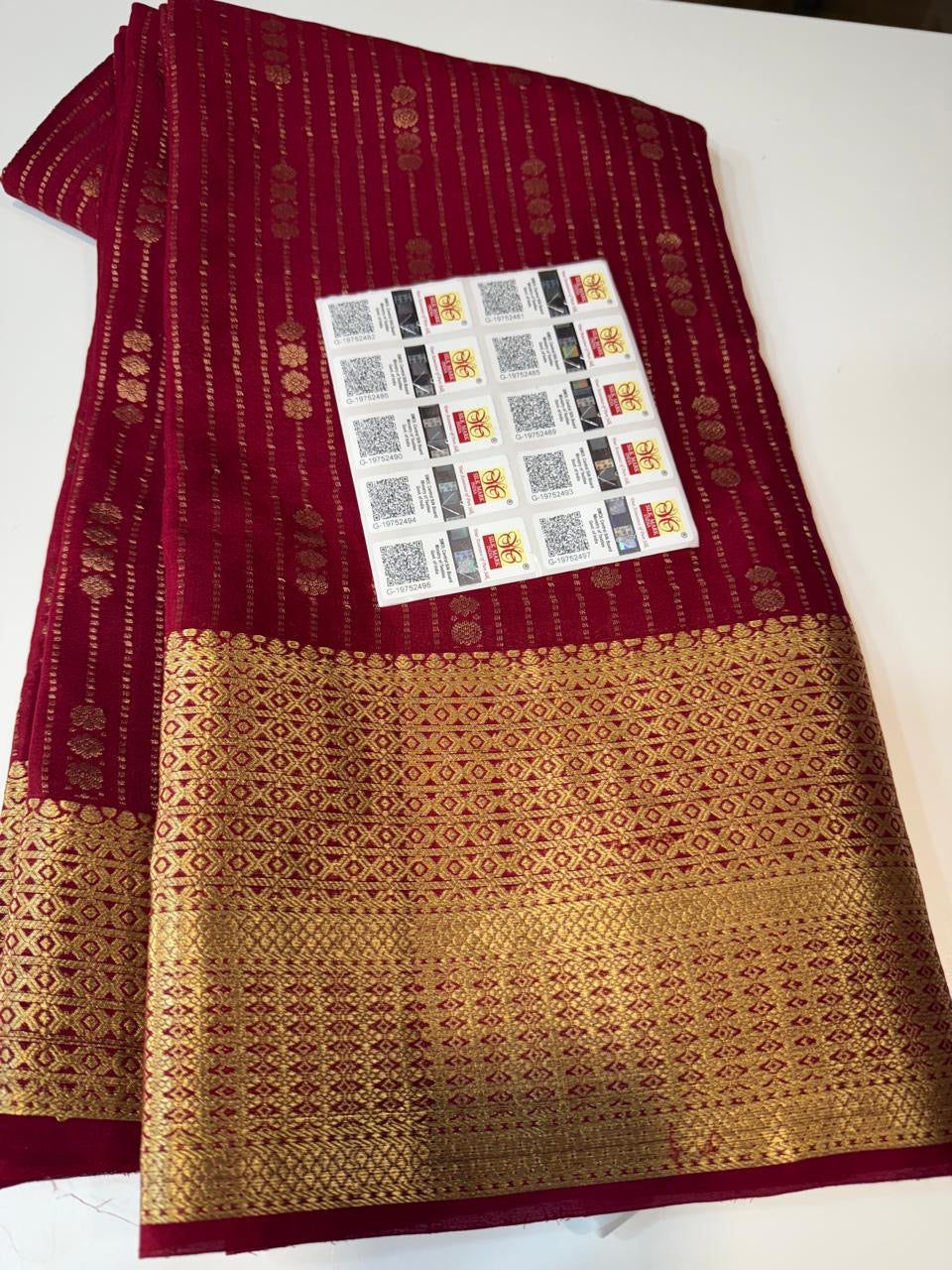 Mysore silk sarees self lines Butta pattern