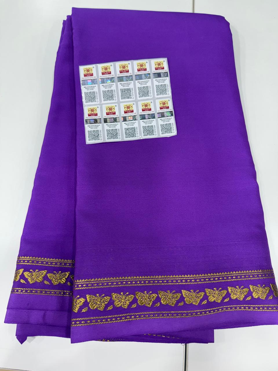 Small butterfly border self sarees