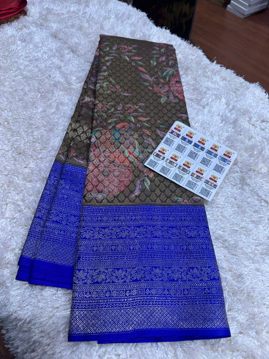 Pure digital print Kanjivaram silk sarees