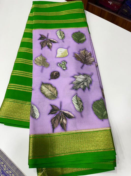 Digital Print Half & Half Mysore Silk Saree