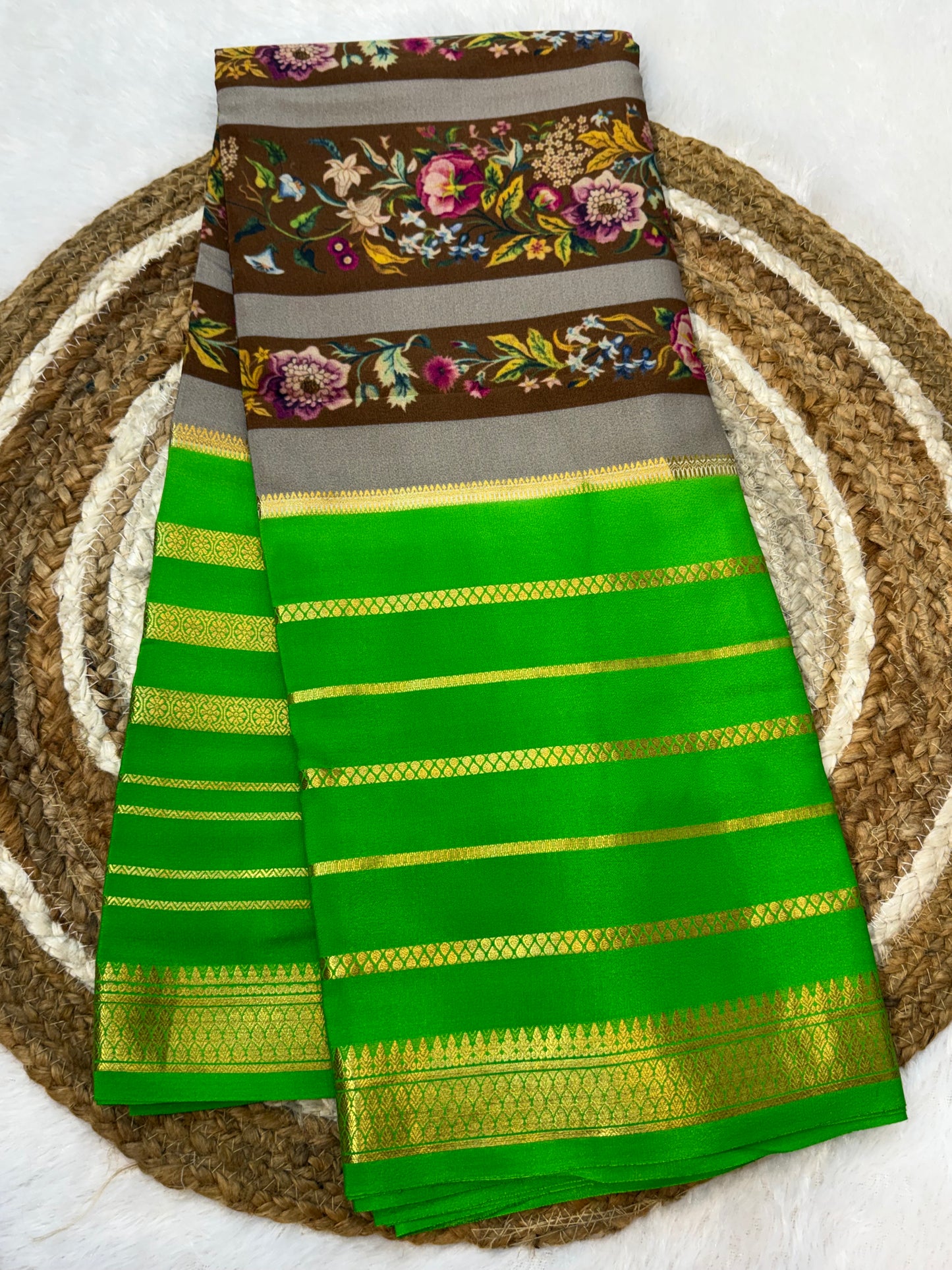 Printed Mysore silk saree