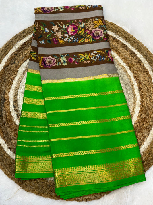 Printed Mysore silk saree