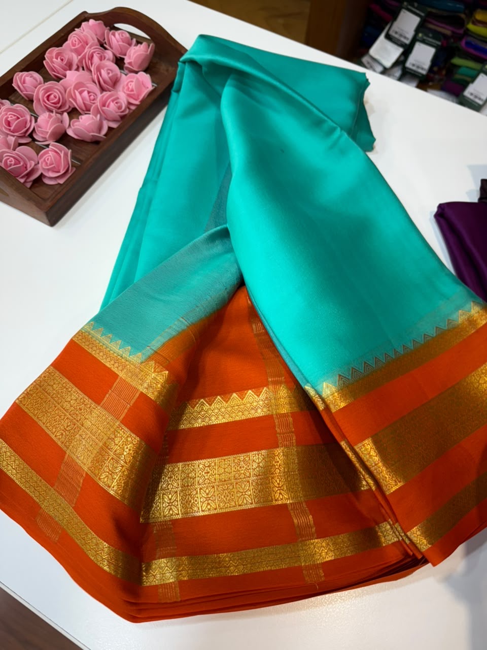Mysore silk sarees light weight pattern