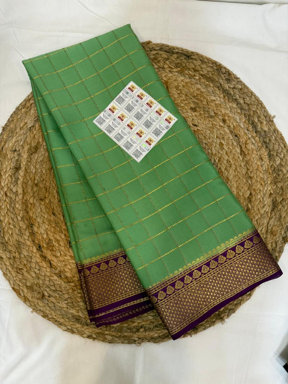 Mysore silk sarees contrast checks pattern