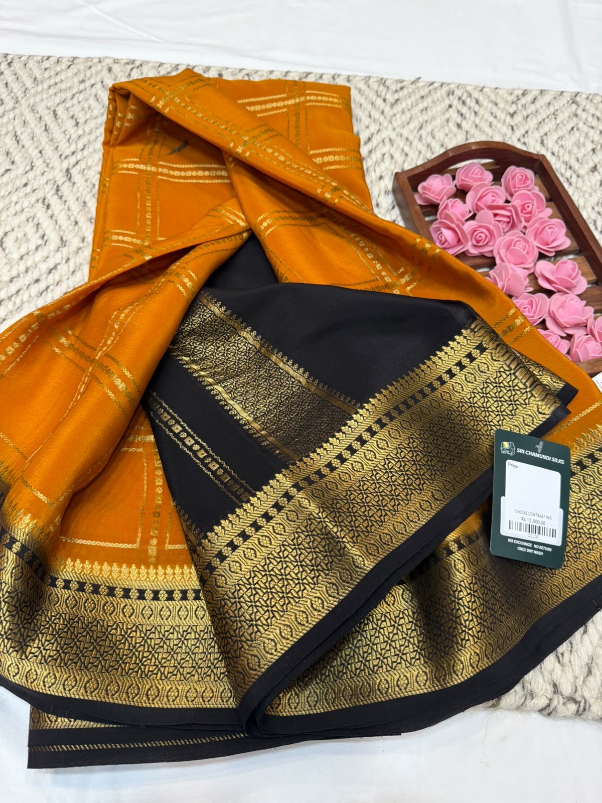 Mysore silk sarees checks pattern