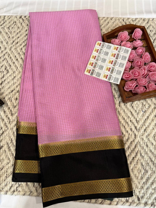 Mysore silk sarees checks pattern