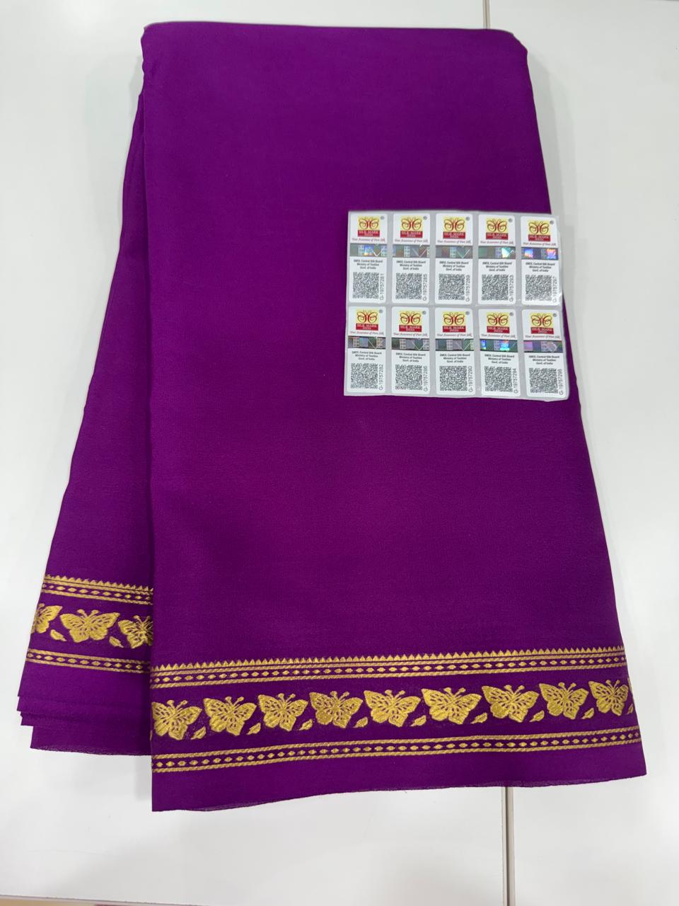 Small butterfly border self sarees