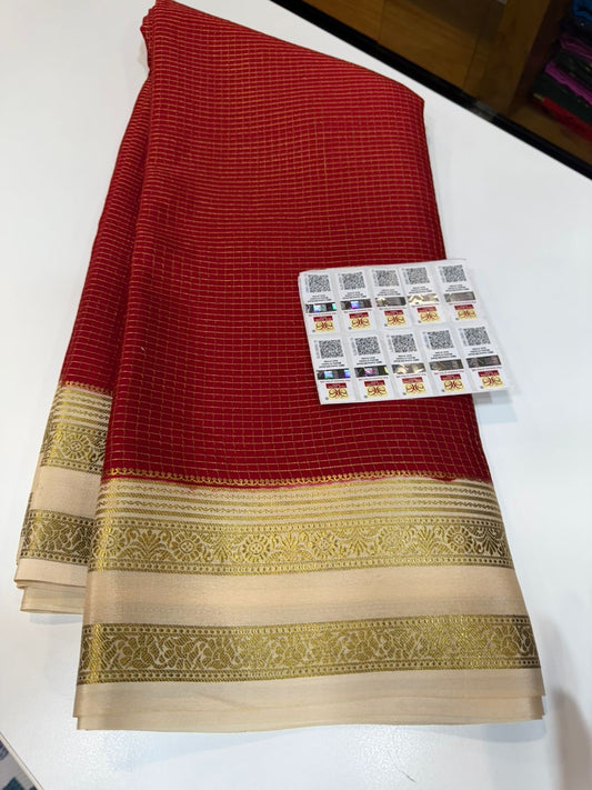 Mysore silk sarees checks pattern