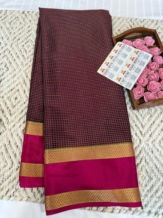 Mysore silk sarees checks pattern