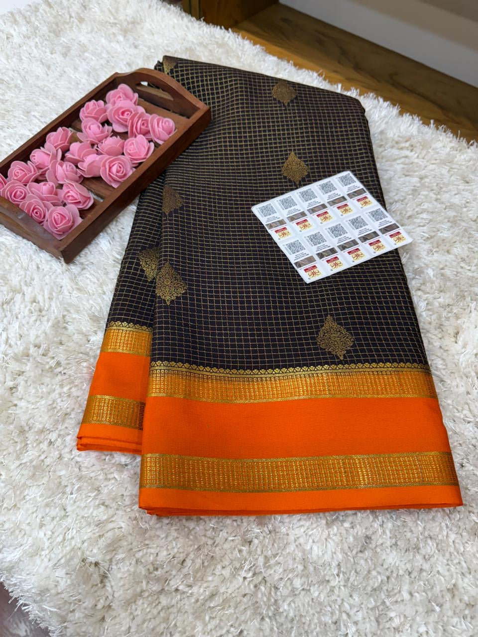 Mysore silk sarees checks pattern