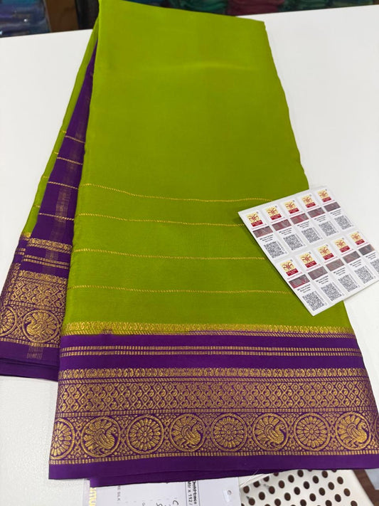 Mysore silk saree gold lace zari pattern