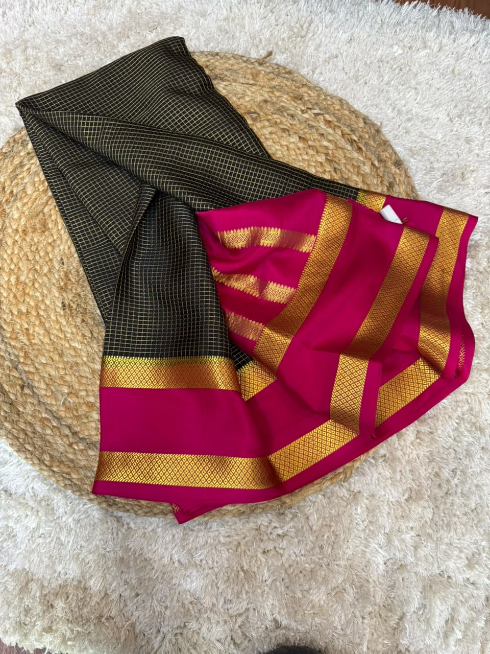 Mysore silk sarees checks pattern
