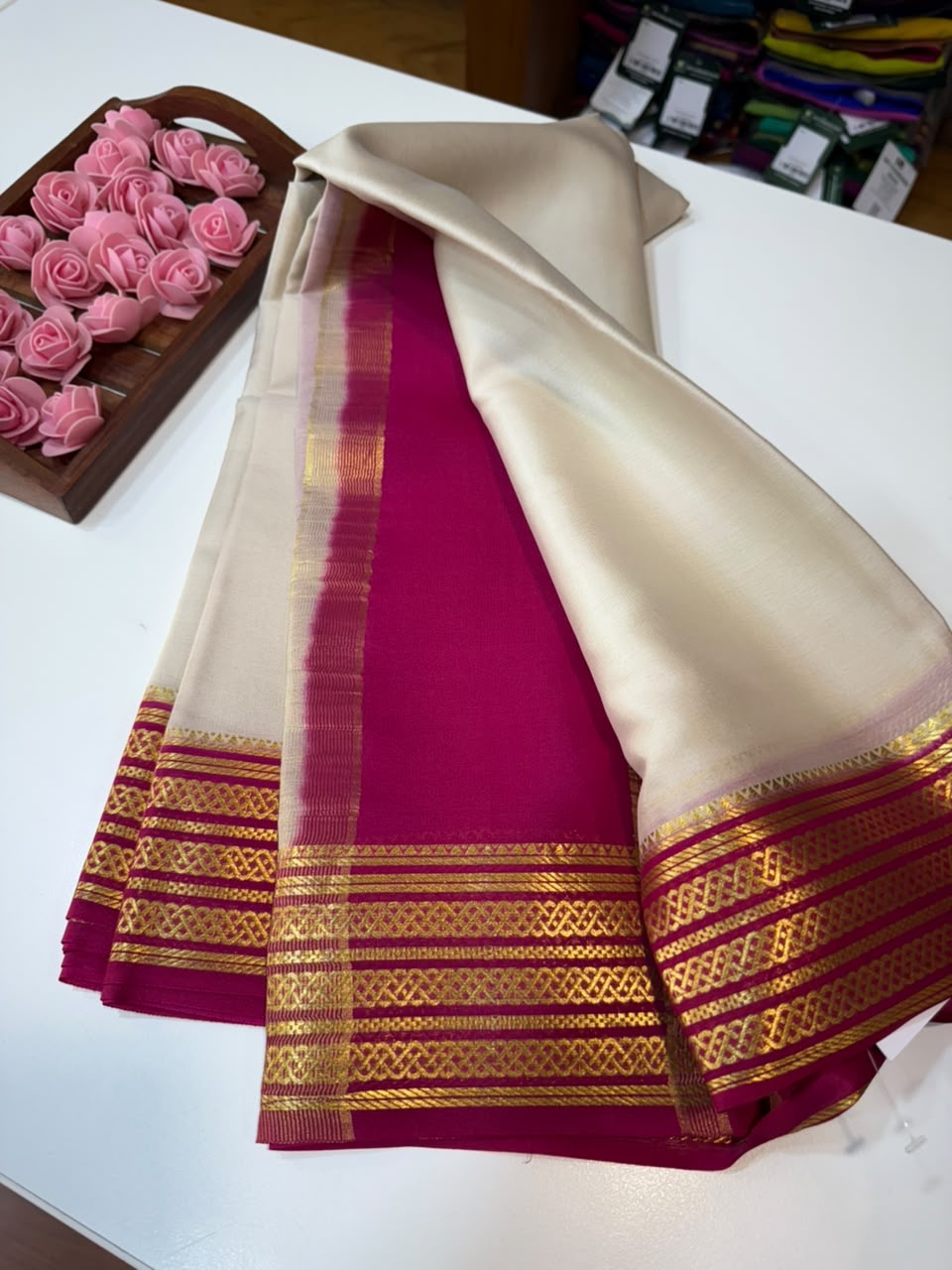 Mysore silk sarees light weight pattern