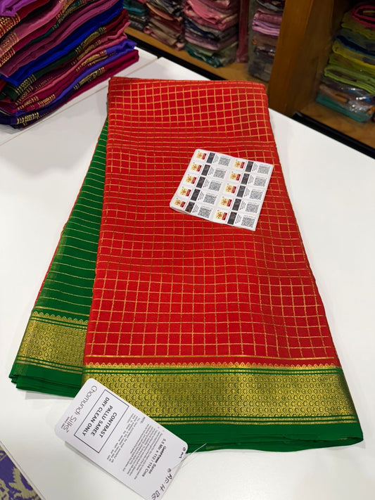 Mysore silk sarees golden lace pattern