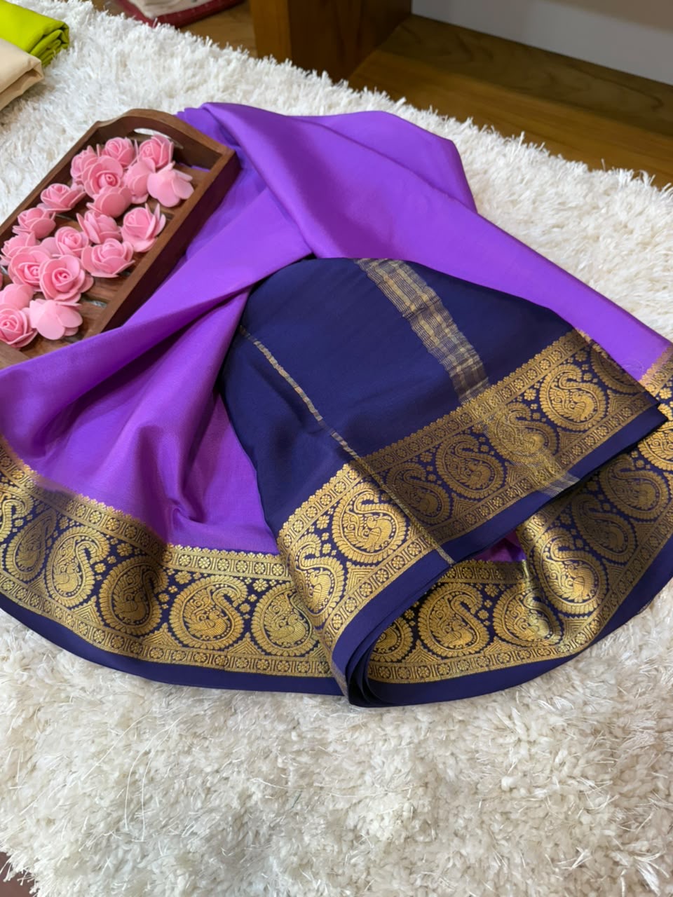 Mysore silk sarees contrast pattern