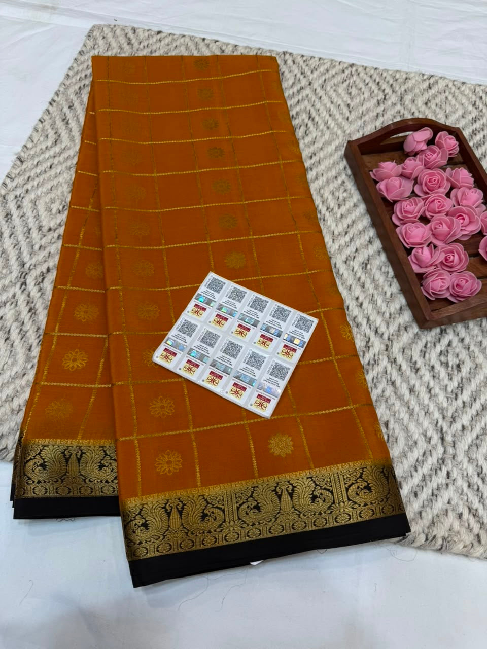 Mysore silk sarees checks pattern