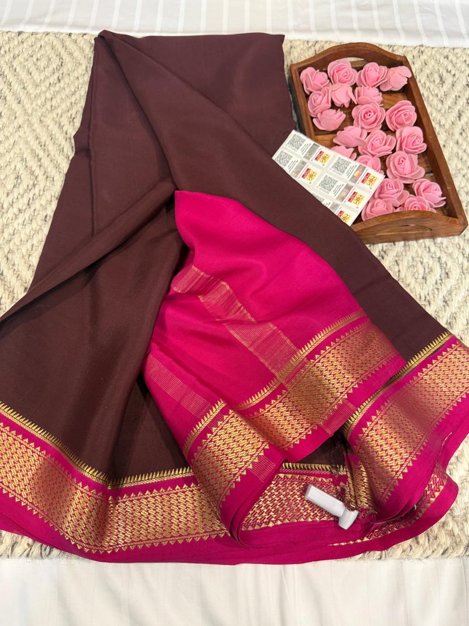Mysore silk sarees contrast pattern