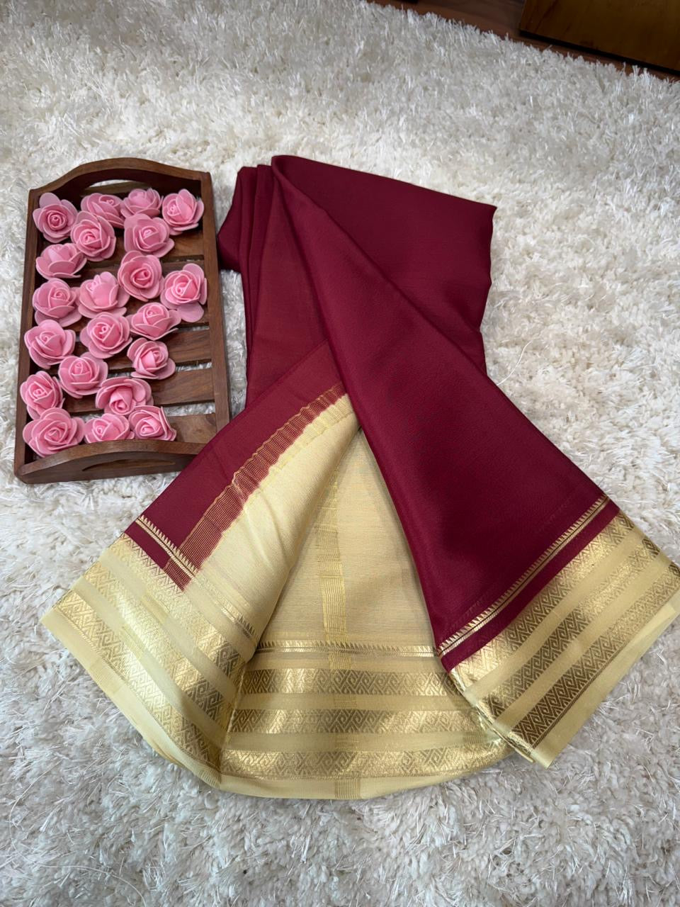 Mysore silk sarees light weight pattern