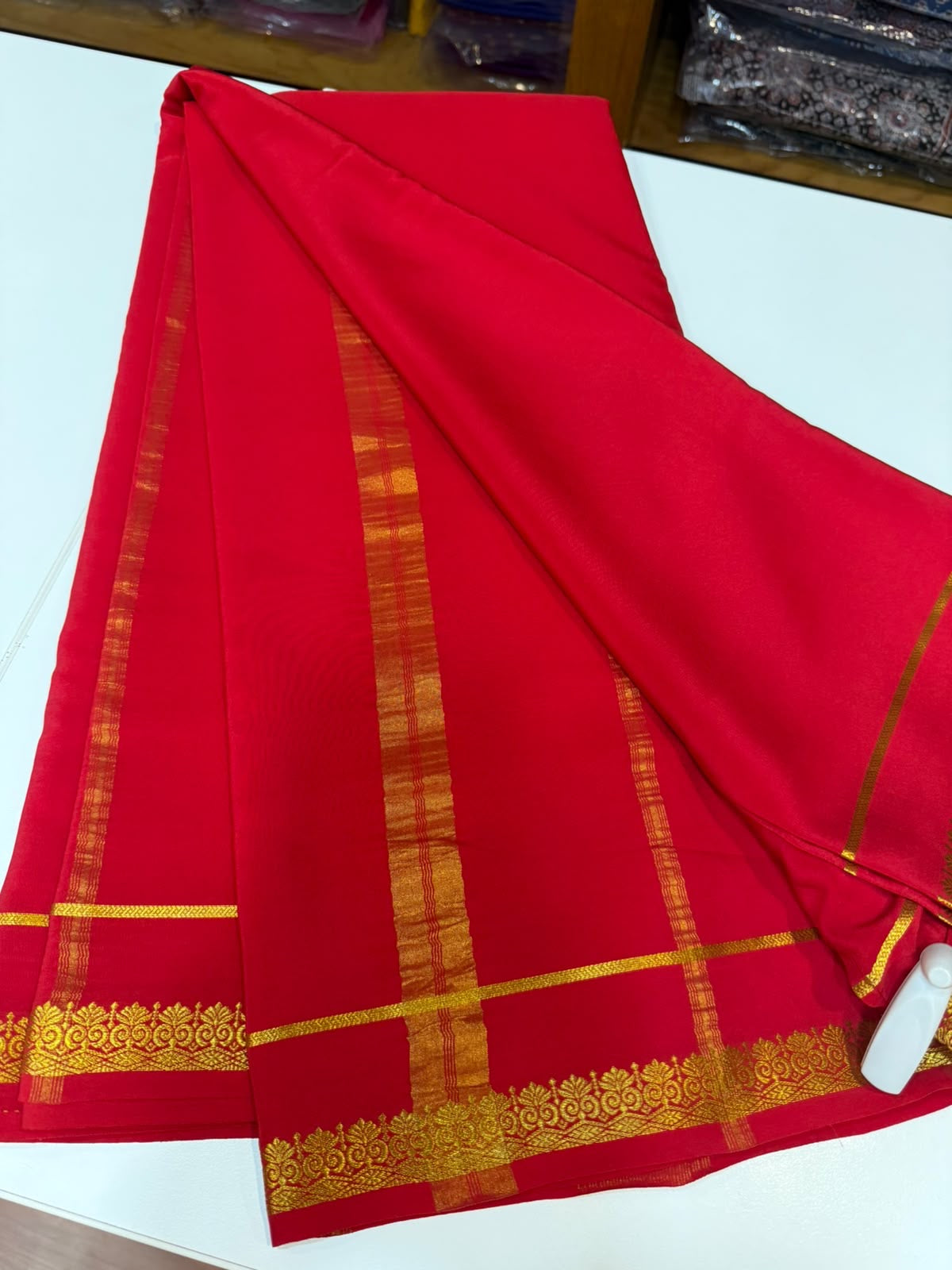 Mysore silk sarees gold lace pattern