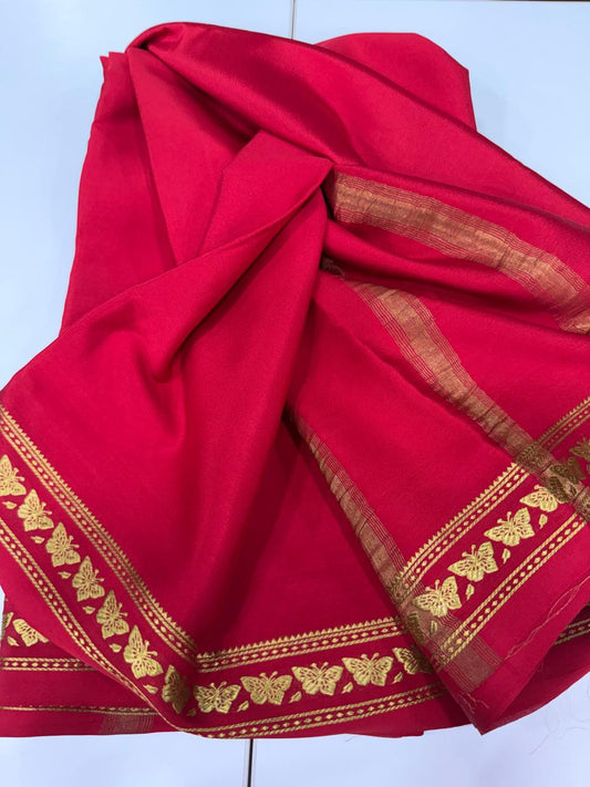 Small butterfly border self sarees