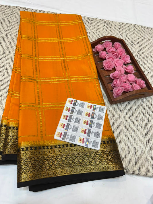 Mysore silk sarees checks pattern