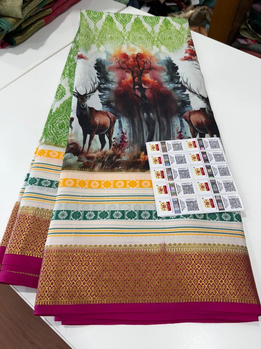 😍Digital print mysore silk sarees 😍