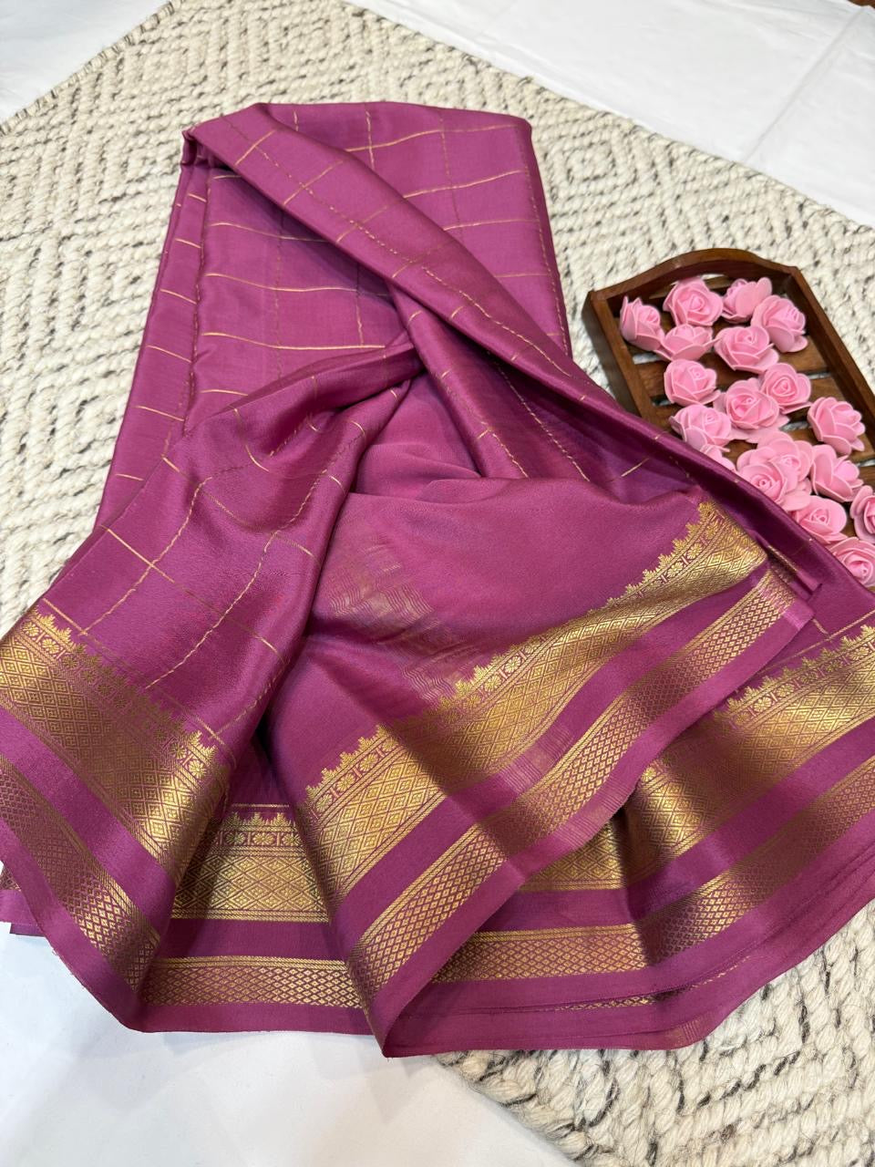 Mysore silk sarees checks pattern