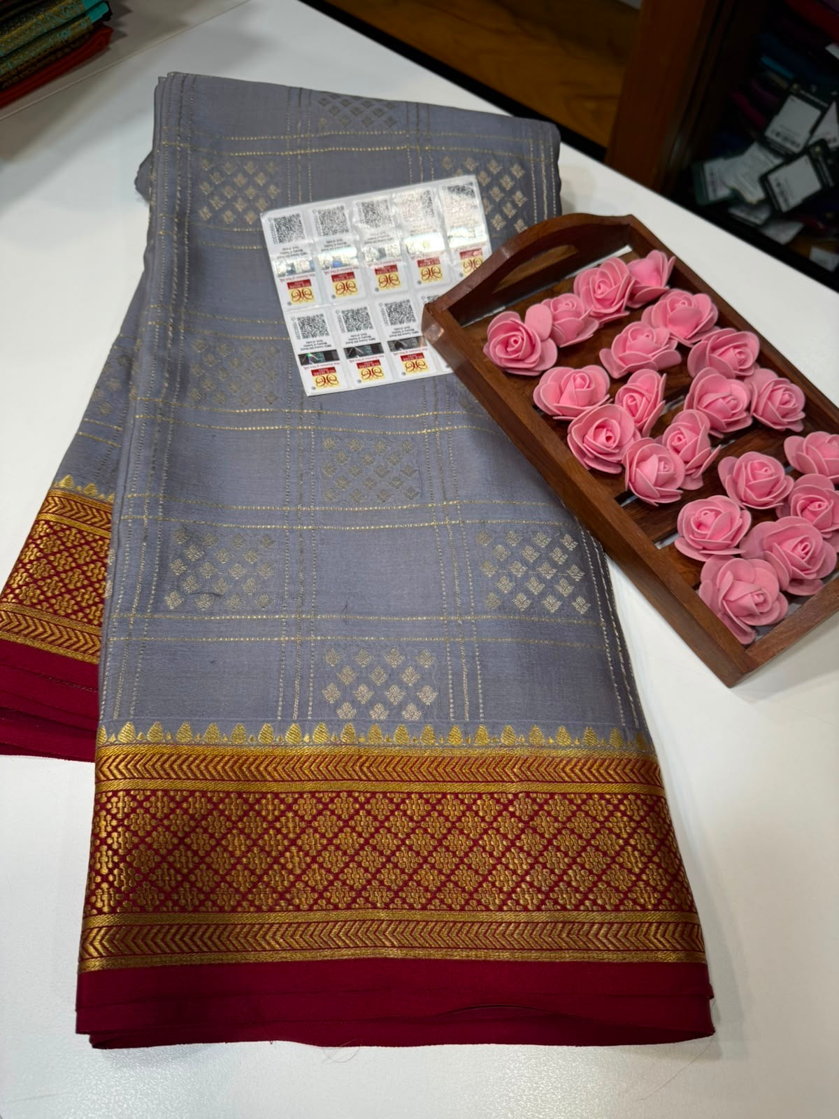 Mysore silk sarees checks pattern