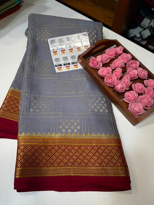 Mysore silk sarees checks pattern