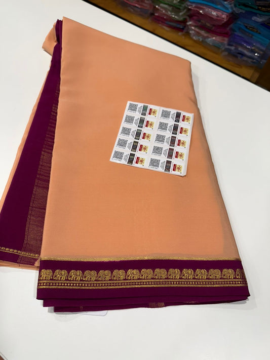 Pure Zari elephant contrast border