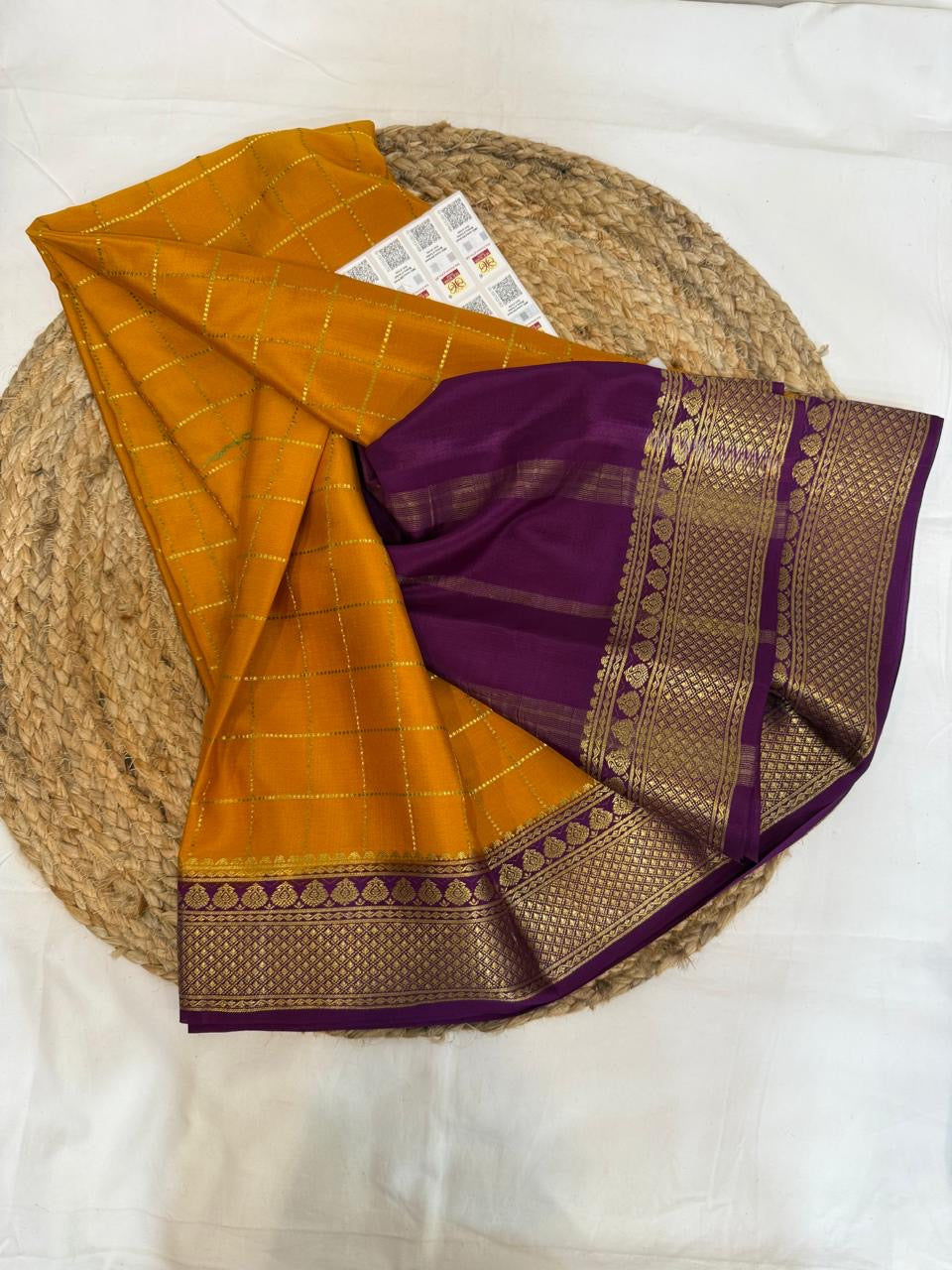 Mysore silk sarees contrast checks pattern