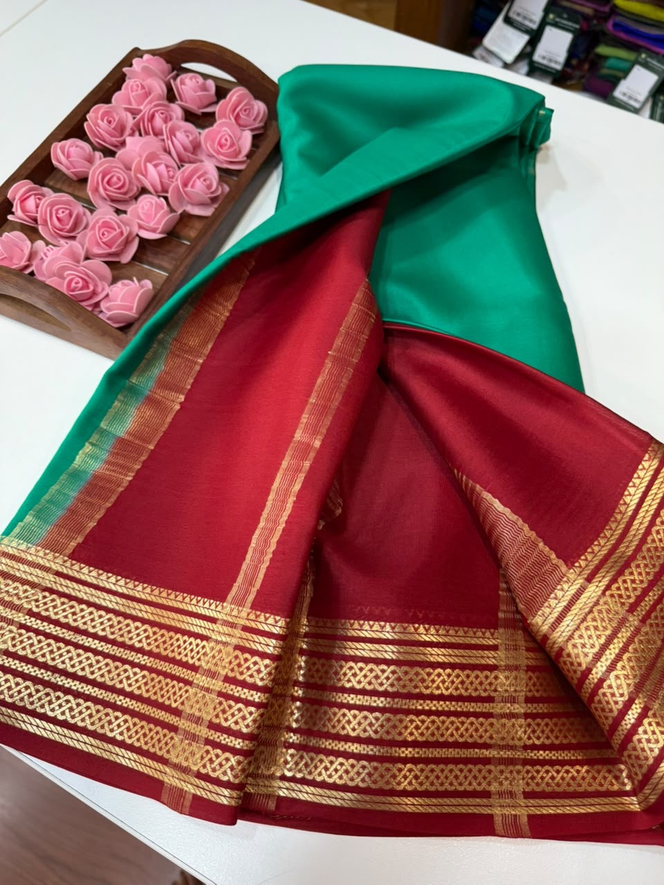 Mysore silk sarees light weight pattern