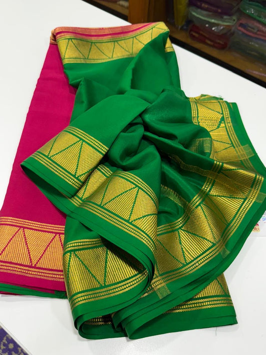 Mysore silk saree half and half pattern