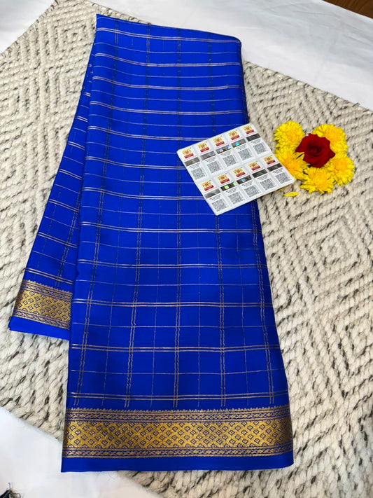 Mysore silk sarees checks pattern