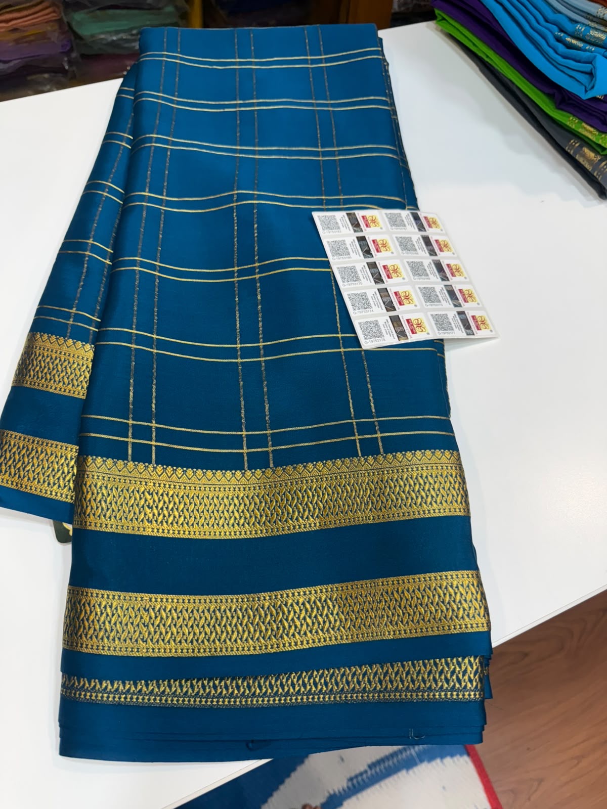 Mysore silk sarees self checks pattern