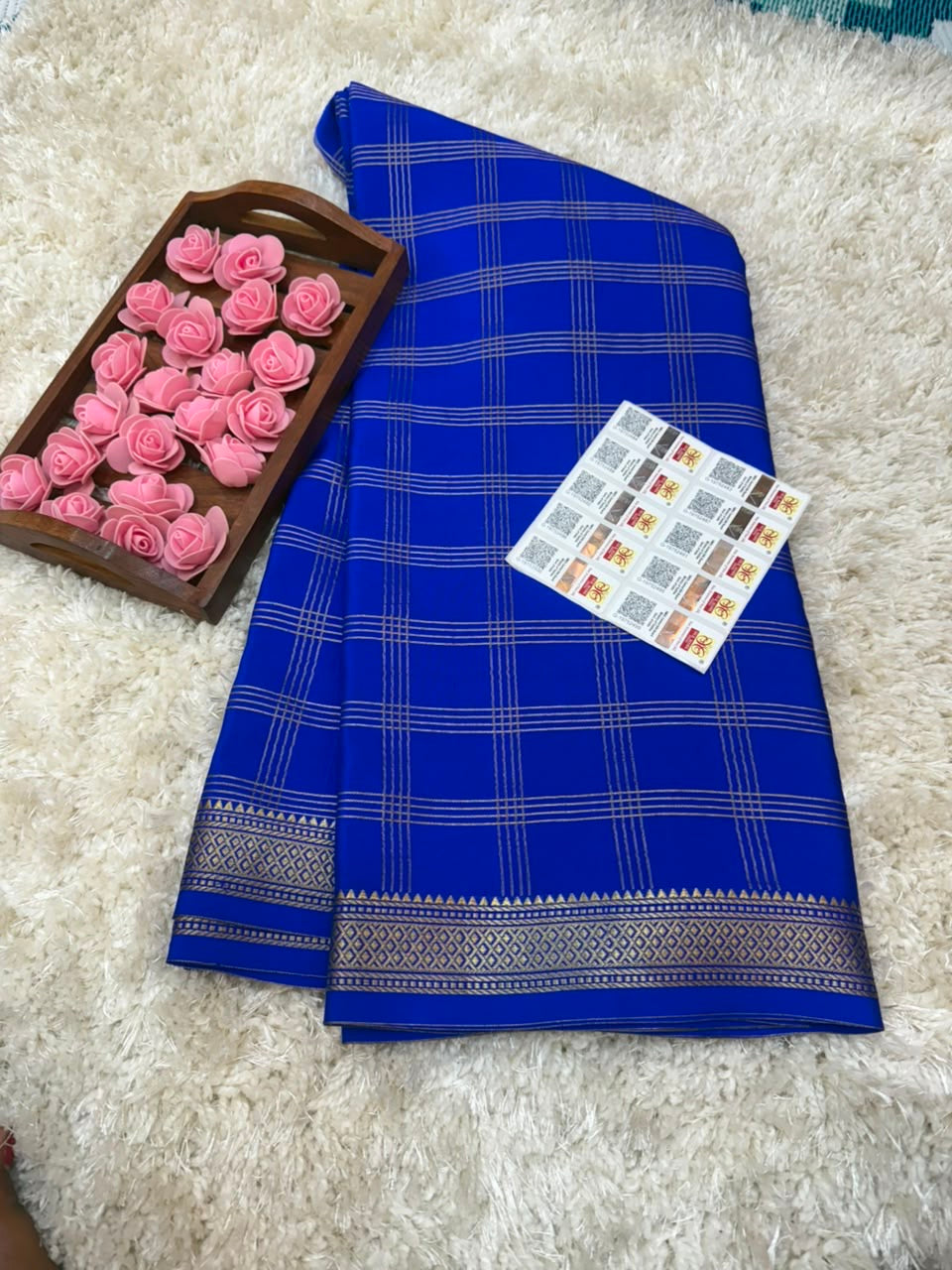 Mysore silk sarees checks pattern