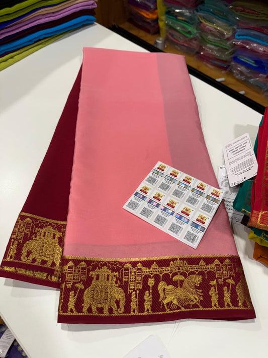 Mysore silk sarees golden lace pattern