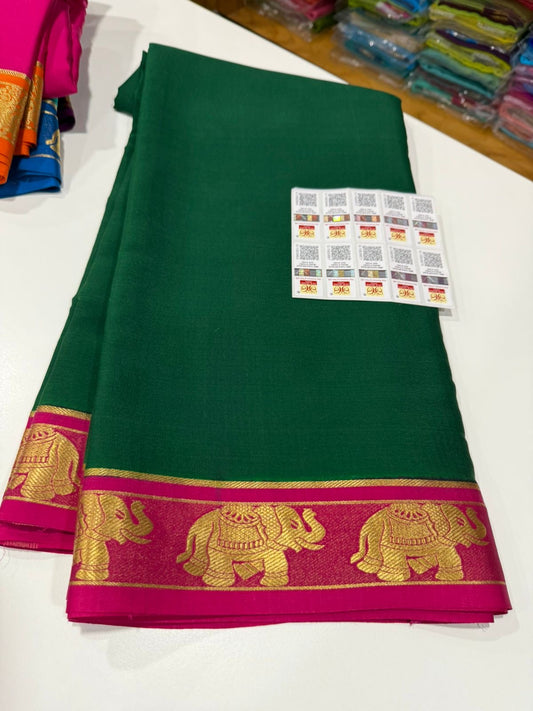 Mysore silk saree contrast pattern