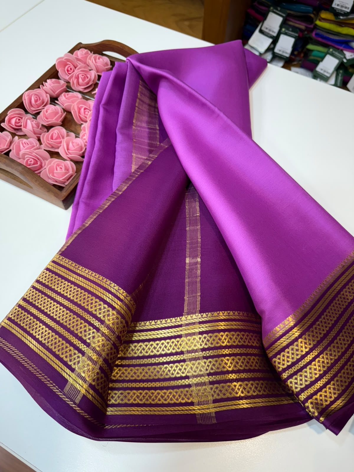 Mysore silk sarees light weight pattern