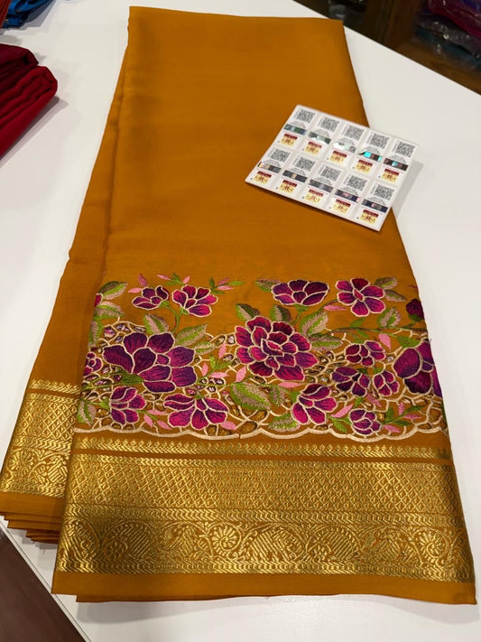 ❤️ Embroidery n Cutwork Mysore silk sarees ❤️