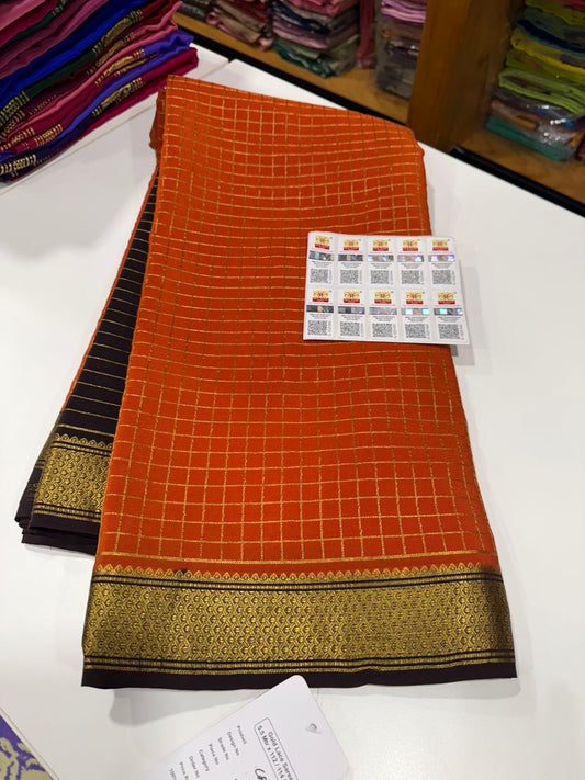 Mysore silk sarees golden lace pattern