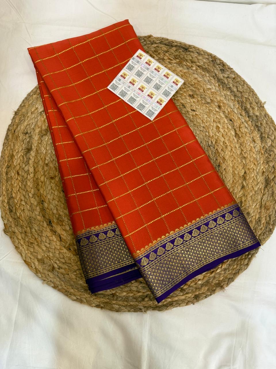 Mysore silk sarees contrast checks pattern