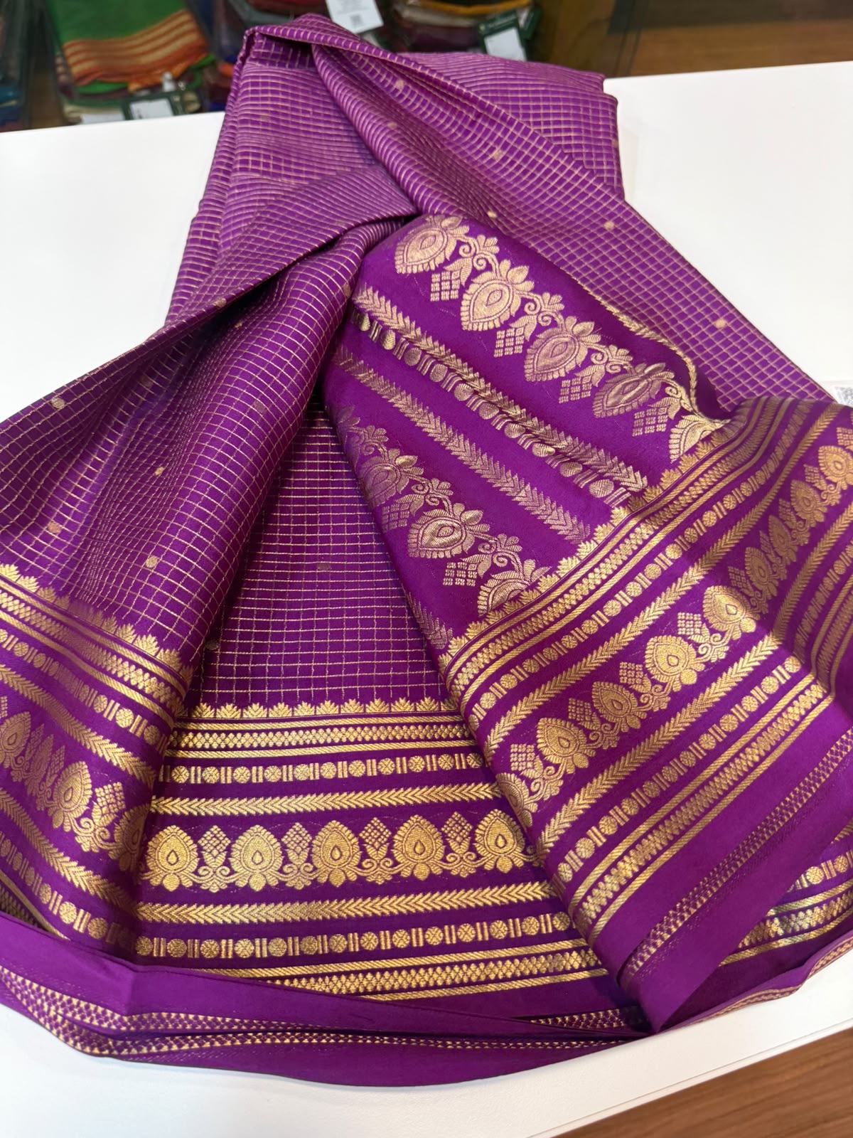 Mysore silk sarees checks pattern