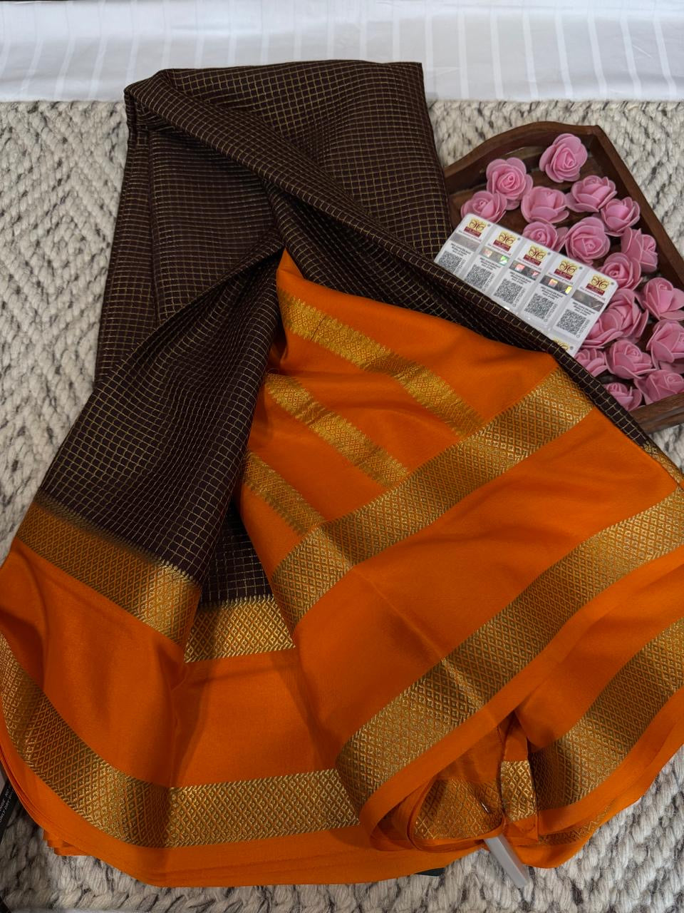 Mysore silk sarees checks pattern