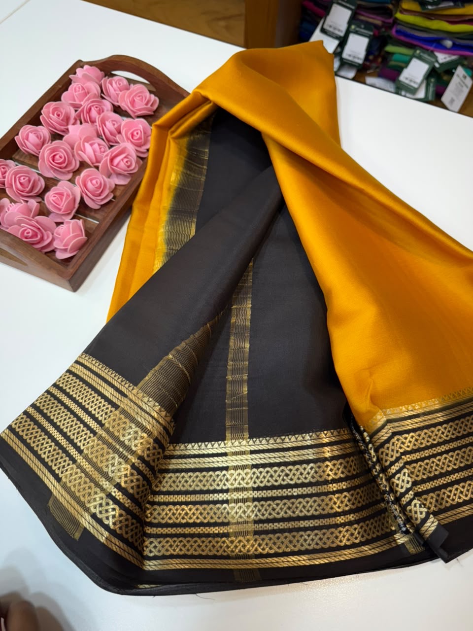Mysore silk sarees light weight pattern