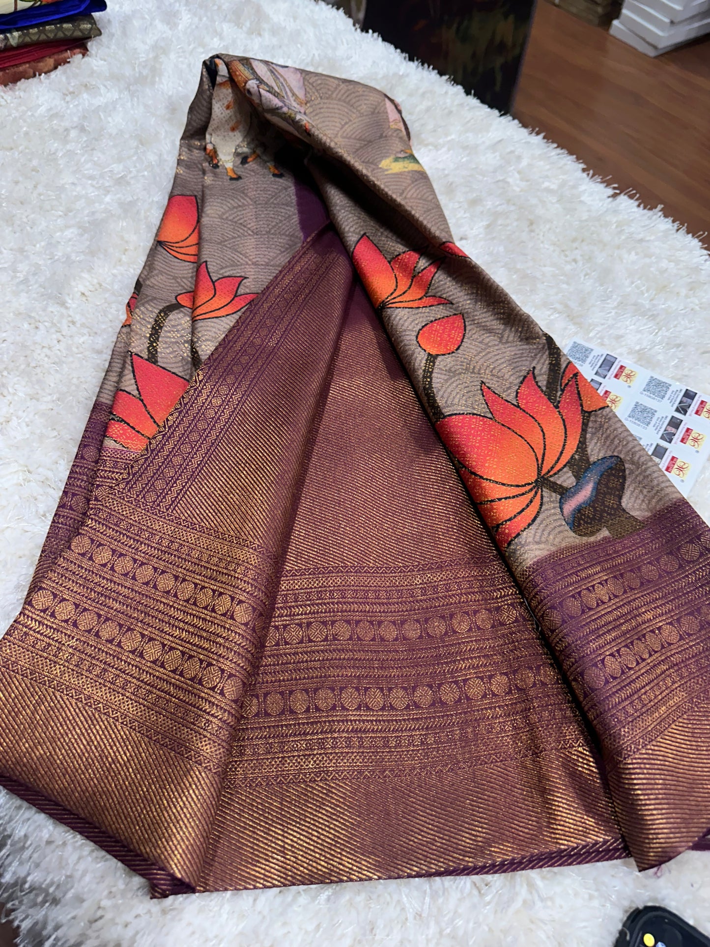 Pure digital print Kanjivaram silk sarees