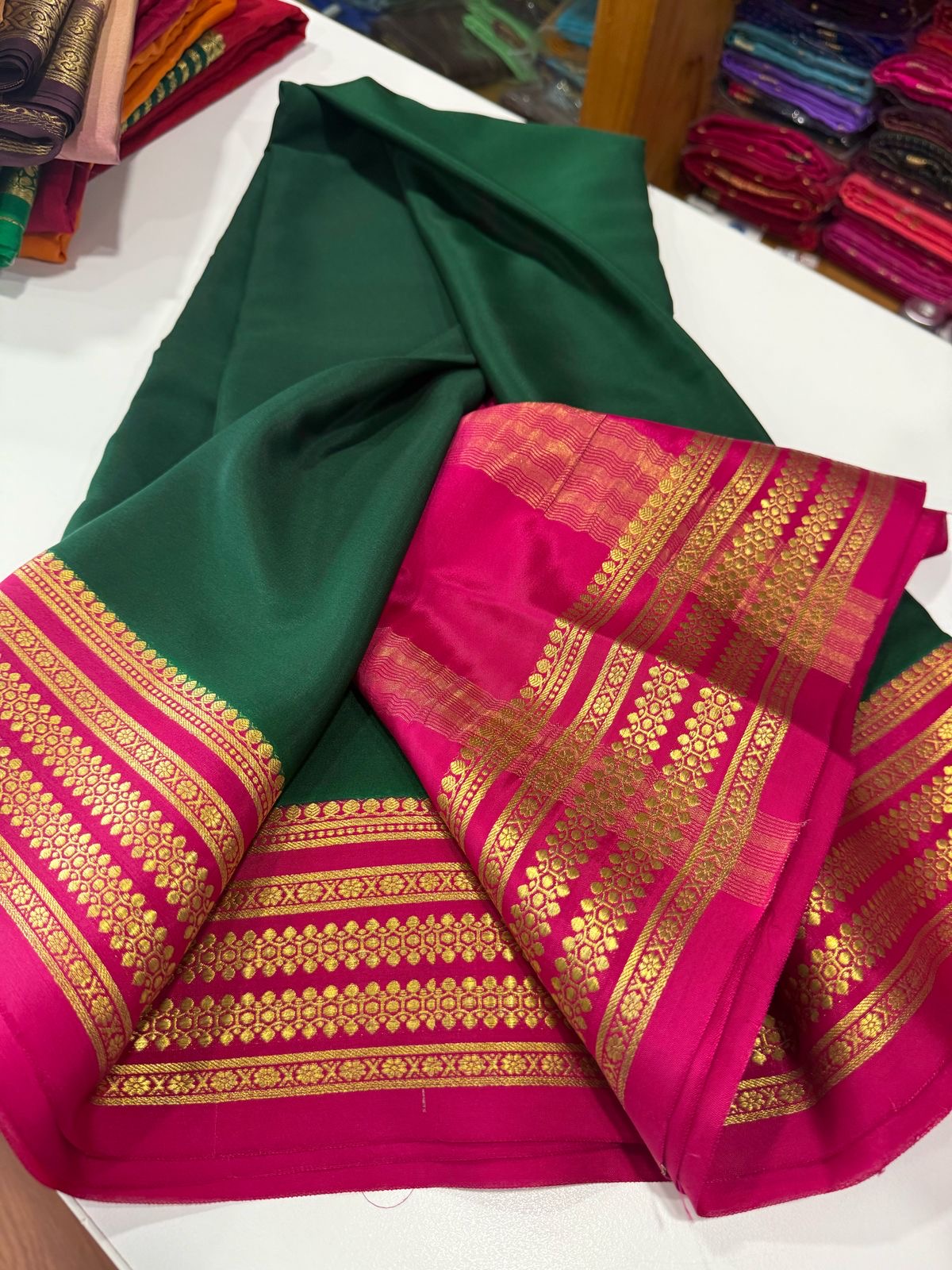 Traditional pattern mysore silk sarees with elegant color combinations